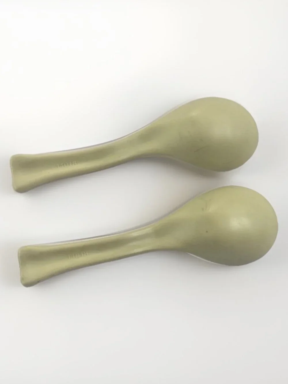 Vintage Melamine Resin Japanese Soup Spoons Ombré Green Asian Broth Pair Kitchen
